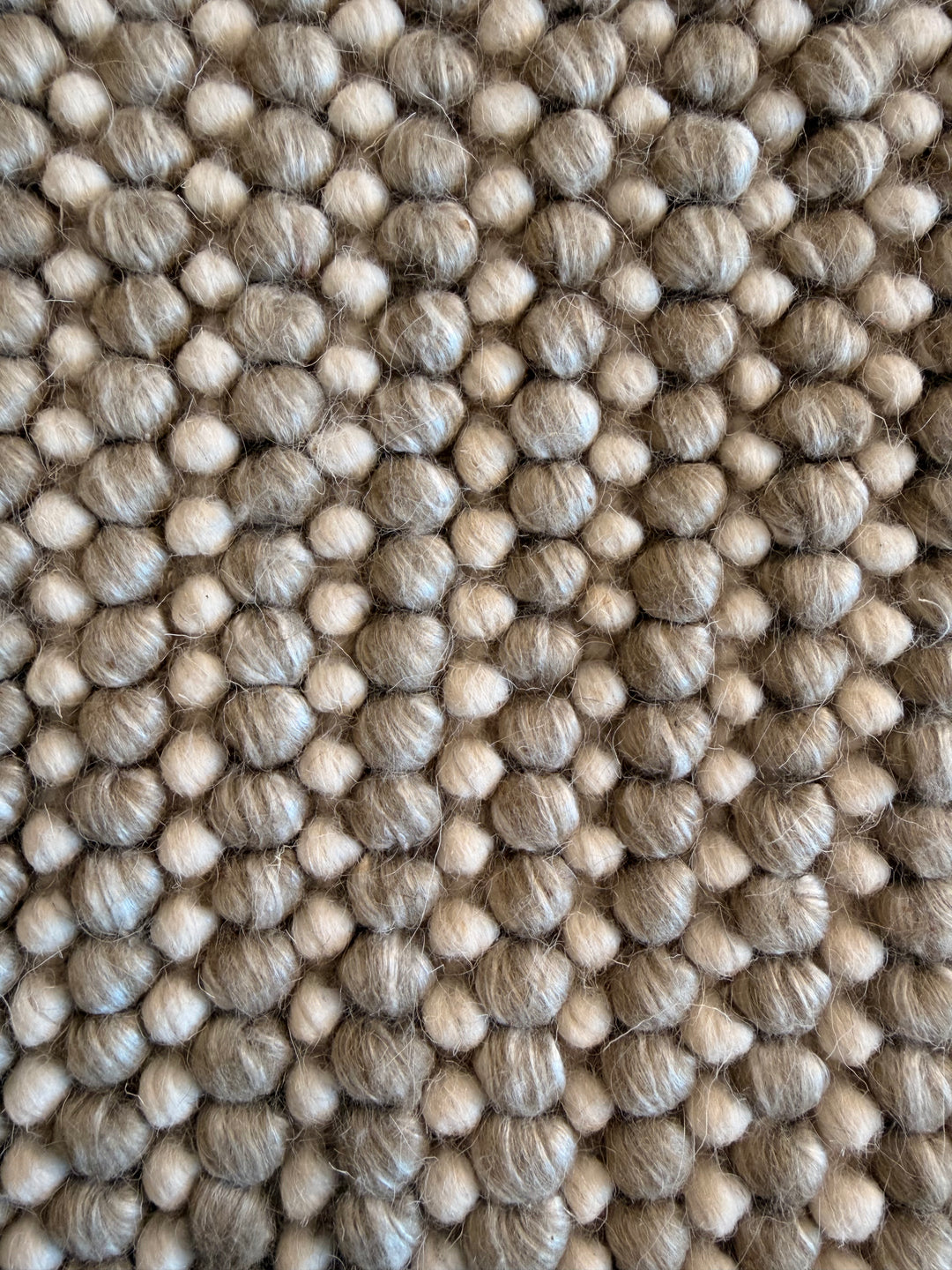 Pebbles Cherry Soft Olive and Ivory Color Hand-Woven Wool Rug