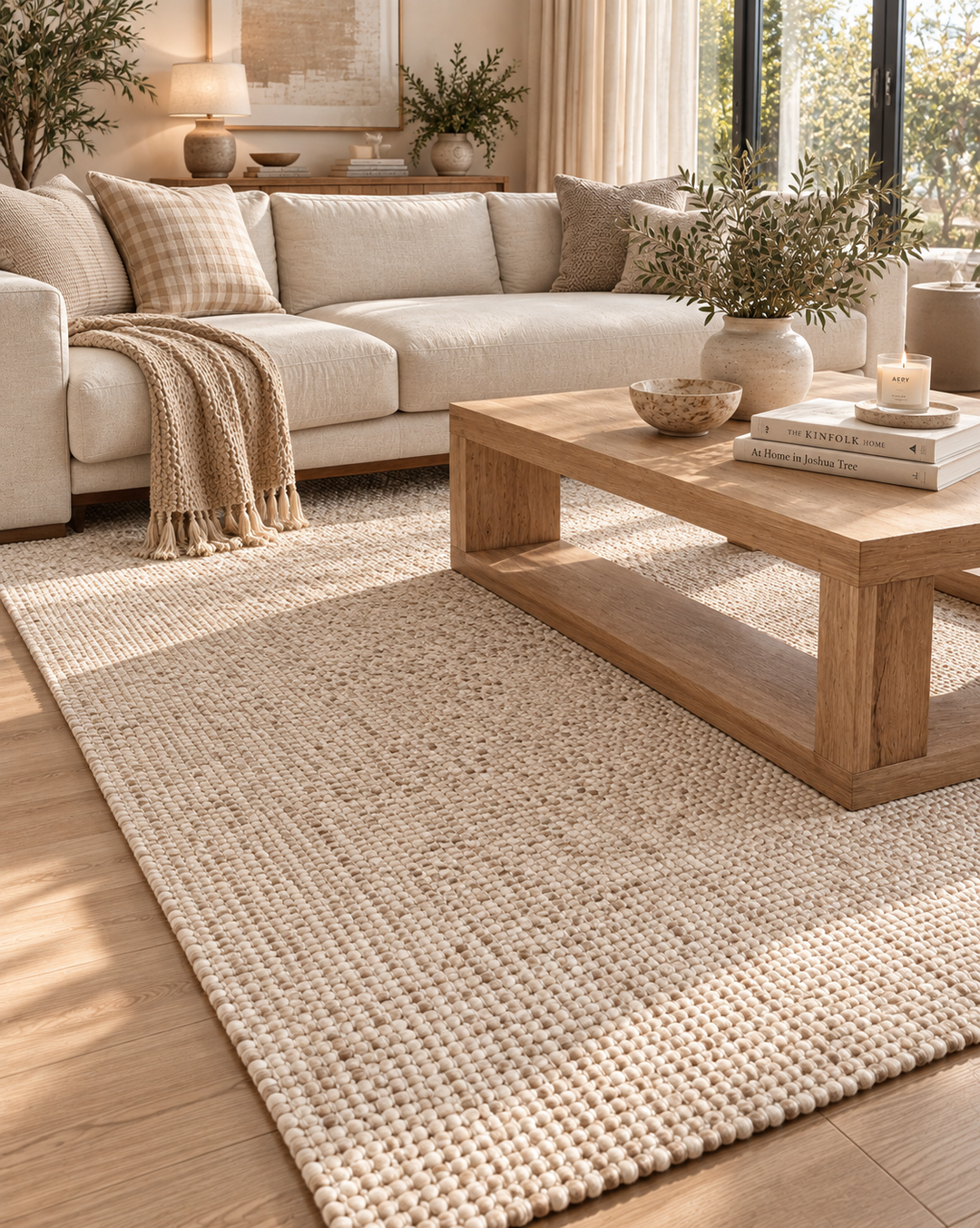 Skandi Knot Light Brown Color Chunky Wool rug
