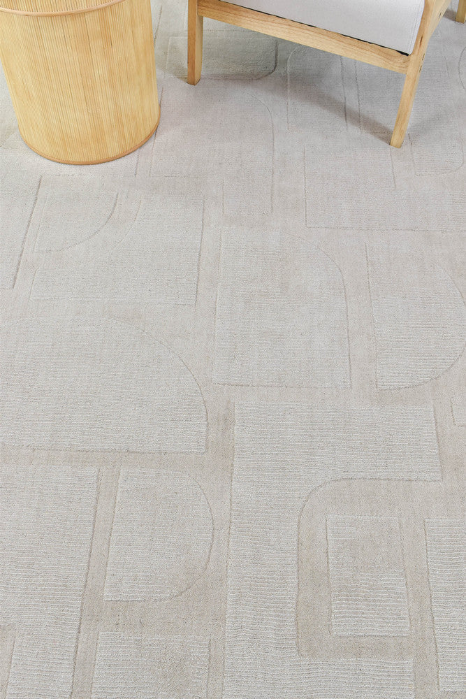 Montana Powdered Beige Hand Woven Wool Rug