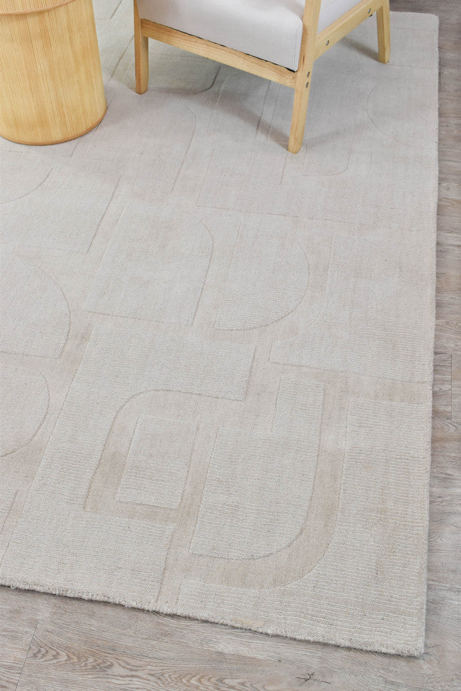 Montana Powdered Beige Hand Woven Wool Rug