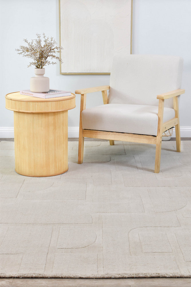 Montana Powdered Beige Hand Woven Wool Rug