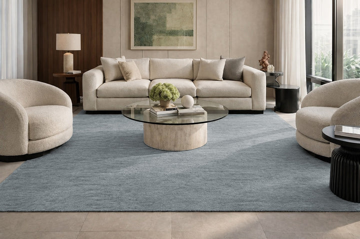Livia Mist Handloom Knotted Rug 100% Pure Wool
