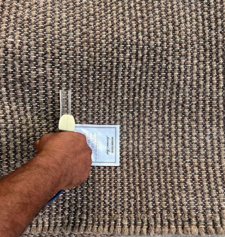 Pebbles Brown Hand Woven Wool and Cotton Blend Rug