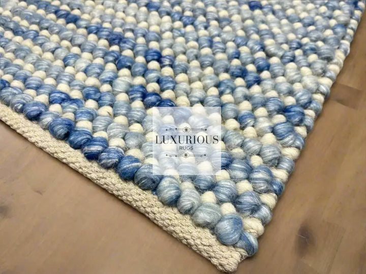 Pebbles Cherry Blue Horizon Hand Woven Wool Rug