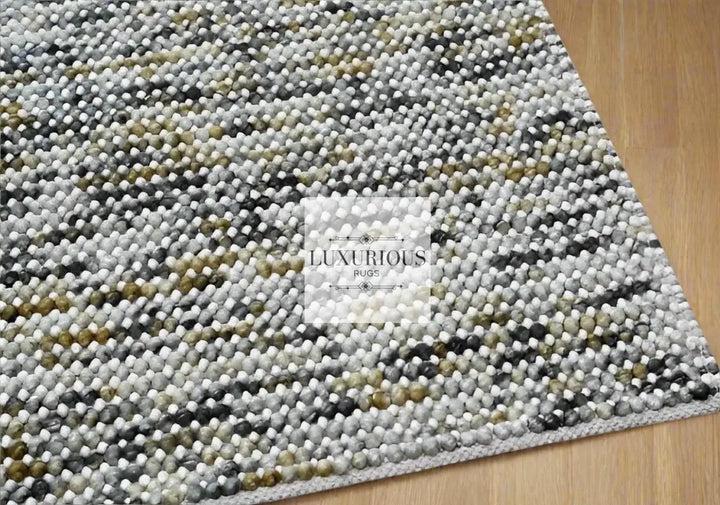 Pebbles Cherry Mineral Grey Yellow Hand-Woven wool Rug