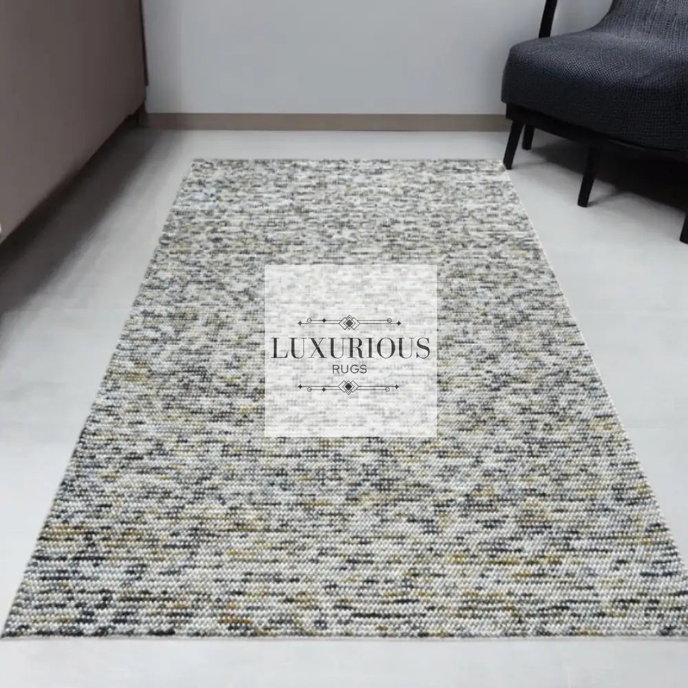 Pebbles Cherry Mineral Grey Yellow Hand-Woven wool Rug