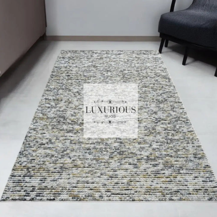 Pebbles Cherry Mineral Grey Yellow Hand-Woven wool Rug