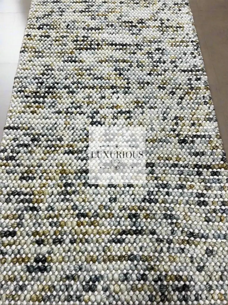 Pebbles Cherry Mineral Grey Yellow Hand-Woven wool Rug