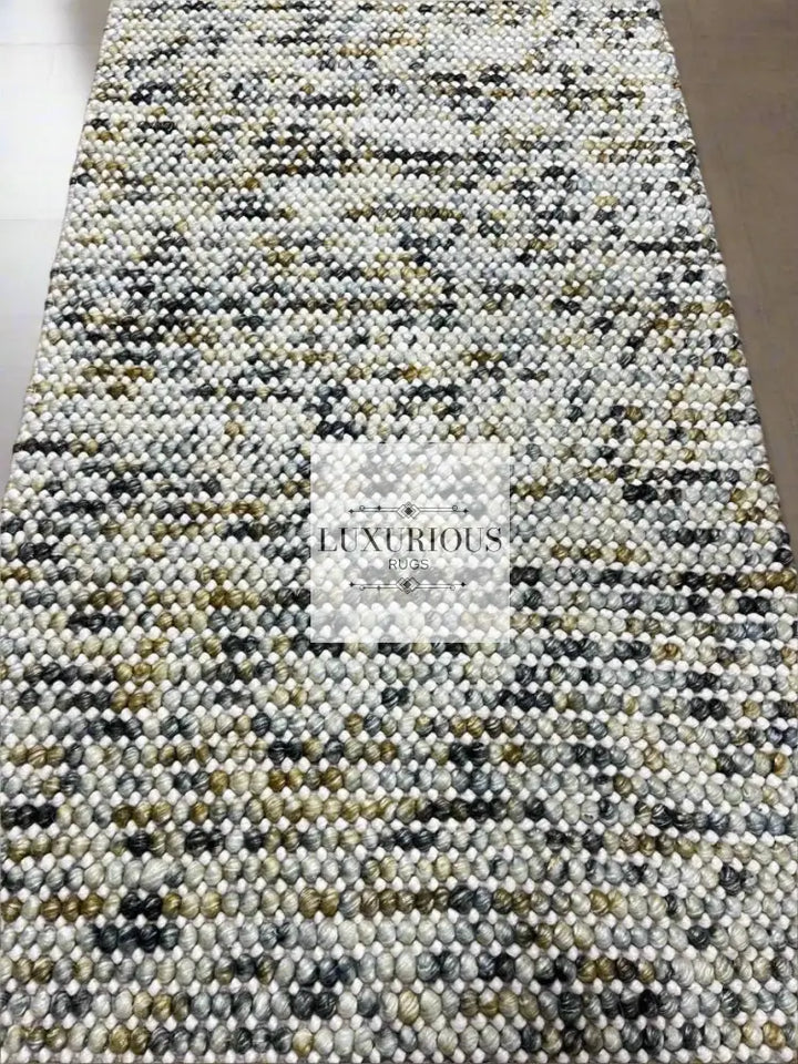 Pebbles Cherry Mineral Grey Yellow Hand-Woven wool Rug
