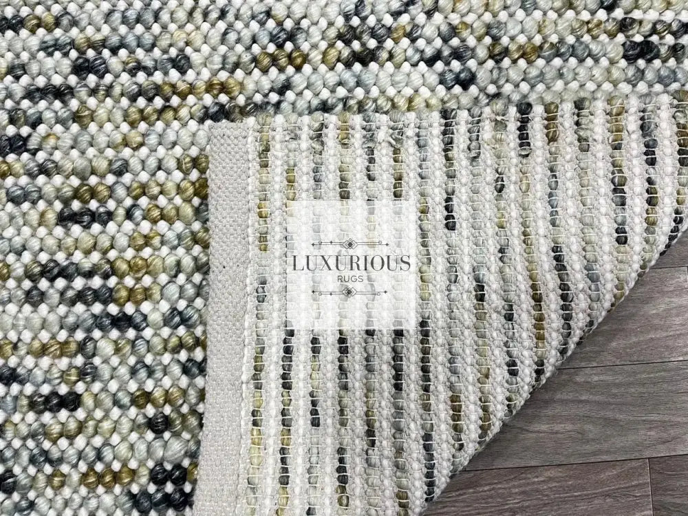 Pebbles Cherry Mineral Grey Yellow Hand-Woven wool Rug