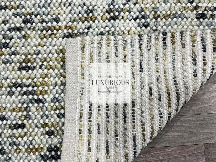 Pebbles Cherry Mineral Grey Yellow Hand-Woven wool Rug