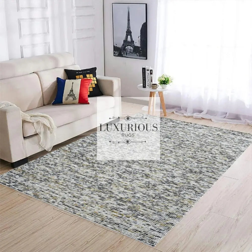 Pebbles Cherry Mineral Grey Yellow Hand-Woven wool Rug