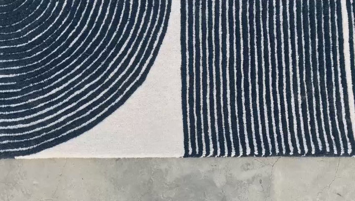 ARIA Viper Modern Rug 100% Wool Navy Blue Hand Tufted Rug